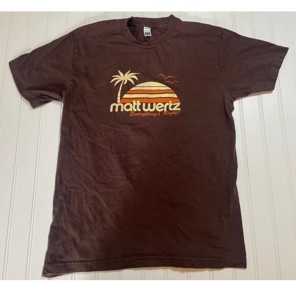 Matt Wertz Everything's Right T Shirt Brown Short Sleeve Crew Neck - Size Medium - Picture 1 of 6